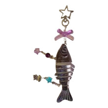 (Style 5) Unique Fish Pendant Statement Pendant Bag Pendant Key Ornament Plastic Texture Great for Dating and Social Event