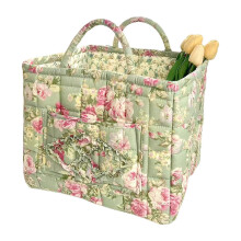 (D) Large Capacity Unique Style Laundry Basket Foldable Fabric Storage Organizers with Handles Fabric Storage Basket