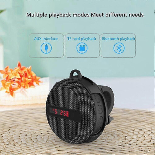 (Black) Bike Bluetooth Speaker Waterproof Wireless Loudspeaker With Digital Display-Good 2