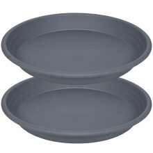 2 Pack 19 Inch Plant Saucer, Large Plastic Plant Tray with Heavy Duty Stability, Gray for Indoor Outdoor Use
