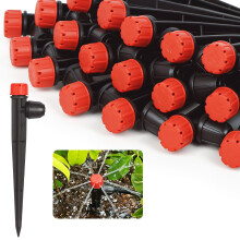 Drip Irrigation Emitters 25pcs 360 Adjustable Water Flow Lock Barb Drippers for 1/4 Inch Garden Tubing