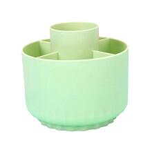 (Light green) Rotating Desk Pen Cup 5 Compartment 360 Degree Rotatable Pen Organizers Art Supply Organizers Marker Box for Office White milk