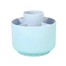 (Light blue) Rotating Desk Pen Cup 5 Compartment 360 Degree Rotatable Pen Organizers Art Supply Organizers Marker Box for Office White milk