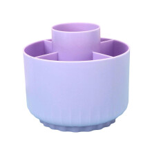 (Light purple) Rotating Desk Pen Cup 5 Compartment 360 Degree Rotatable Pen Organizers Art Supply Organizers Marker Box for Office White milk