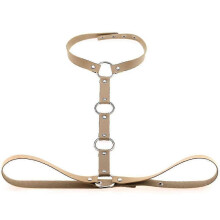 (Beige) Erotic clothing new fashion leather harness sexy chest sculpting body waist belt punk gothic