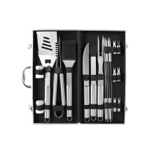 19 Piece Stainless Steel Grill Accessories Set, Complete BBQ Tools Kit for Men, Portable for Camping and Backyard Barbecue