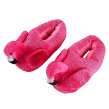 (Red) Plush Slippers For Adult Unisex Flamingo Slippers For Winter Autumn