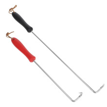 2pcs BBQ Meat Hooks Stainless Steel Dual Hook Set with Heat Resistant Handle for Outdoor Grilling