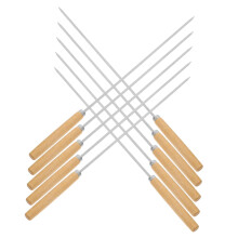 50pcs Stainless Steel BBQ Skewers Set with Ergonomic Wooden Handles, Reusable Long Kebab Sticks for Outdoor Grilling Meat and Vegetables