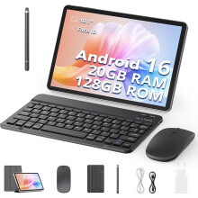 Android Tablet, 2025 Newest 10 inch Tablet with Keyboard, Stylus Pen, Mouse and Case Widevine L1 T7250 Octa-Core 1280x800 HD IPS Screen 6600mAh