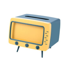 Retro TV Tissue Box Cover with Phone Holder, 2 in 1 Decorative Tissue Holder for Living Room or Office
