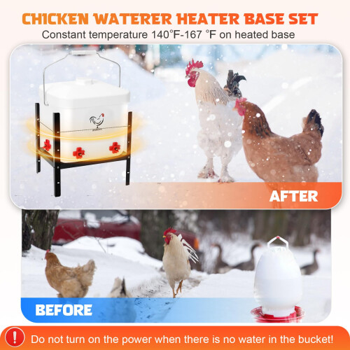 2 Gallon Heated Chicken Waterer, Automatic AntiFreezing Poultry Drinker for Winter Coop 1