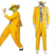 (M, tuxedo) Movie&tv The Mask Jim Carrey Cosplay Costumes Set Unisex Adult Yellow Suit Uniform Outfits Halloween Carnival Dress Up Party - JA