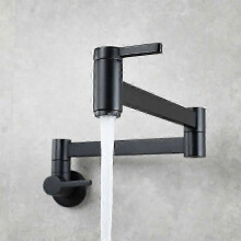 (black) High qualityPot Filler Tap Wall Mounted Foldable Kitchen Faucet Single Cold Single Hole Sink Tap Rotate Folding Spout Brushed Gold Brass