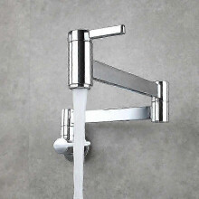 (chrome) High qualityPot Filler Tap Wall Mounted Foldable Kitchen Faucet Single Cold Single Hole Sink Tap Rotate Folding Spout Brushed Gold Brass