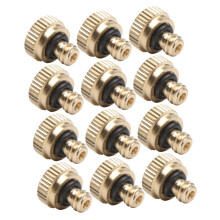 12Pack Brass Misting Nozzle Set for Garden Irrigation, Adjustable Low Pressure Sprayer for Outdoor Cooling and Plants
