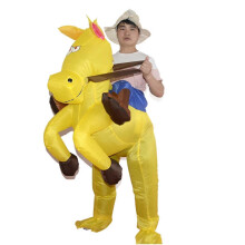 (Adult, Yellow) Horse Ride On Inflatable Costume Cowboys on Horse Fancy-Dress Costume Funny Novelty Dress-Up Party Wear tao