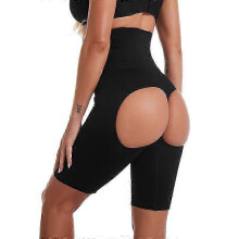 (M-L, Black) Sexy Tummy Control Panties Show Buttocks Plus Size Body Shaper Women Seamless Underwear High Waist Butt Lifter Slim Shapewear