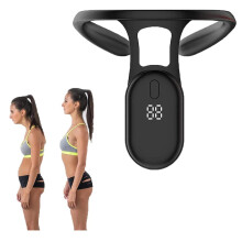 Smart Posture Corrector with Realtime Vibration Alert, Strapless Ergonomic Design, USB Rechargeable, Black