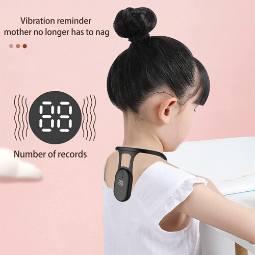 Smart Posture Corrector with Realtime Vibration Alert, Strapless Ergonomic Design, USB Rechargeable, Black 1