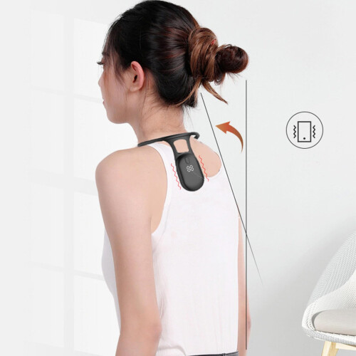 Smart Posture Corrector with Realtime Vibration Alert, Strapless Ergonomic Design, USB Rechargeable, Black 2