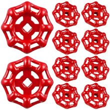 Red Metal Valve Handle Set 10pcs Cast Iron Hand Wheel for Outdoor Water Valve Replacement Durable Grip