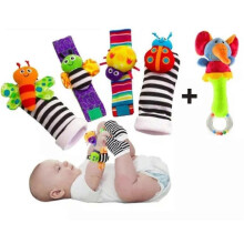 Sensory Toys for Babies with BONUS Elephant Hand Rattle | Adorable Foot Finders Socks and Wrist Rattles Bundle