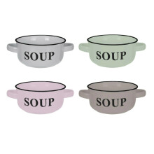 Soup Bowls With Handle Set of 4 Stoneware Soup Stew Serving Bowls 550ml Soup Mug Coloured