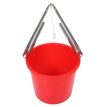 Heavy Duty Plastic Bucket with Stainless Steel Handle, Red Cleaning Pail for Household and Farm Use