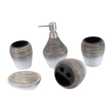 5 Piece Ceramic Bathroom Accessories Set with Toothbrush Holder, Soap Dish and Lotion Bottle