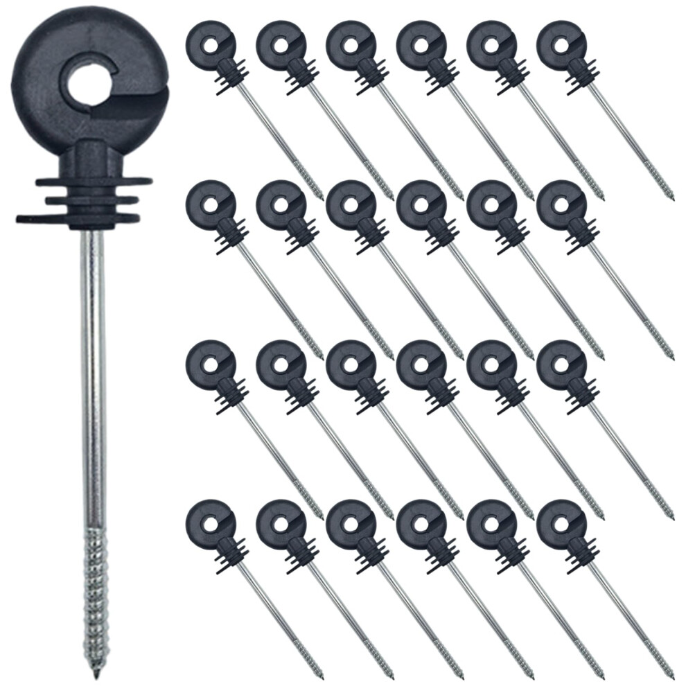 Selftapping Electric Fence Insulators For Wooden Posts, Pack Of 25, Fits Polywire And Polytape 9771547943396