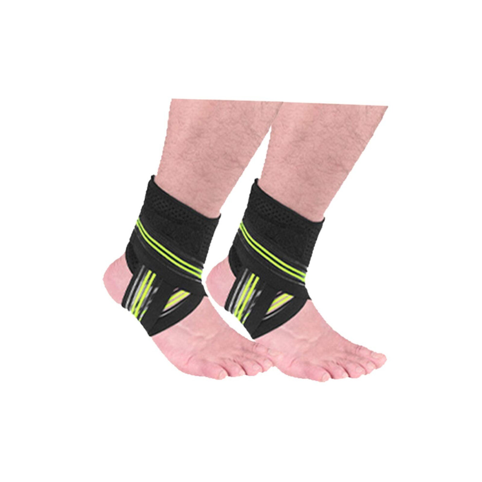 Green Ankle Support Brace 1 Pair Breathable Compression Strap For Running Basketball Gym