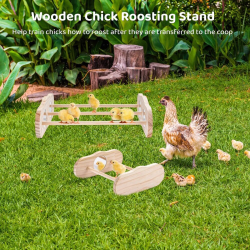2 Pcs Wooden Chick Perch Set for Brooder and Coop, Natural Roosting Training Bar for Small Poultry 2