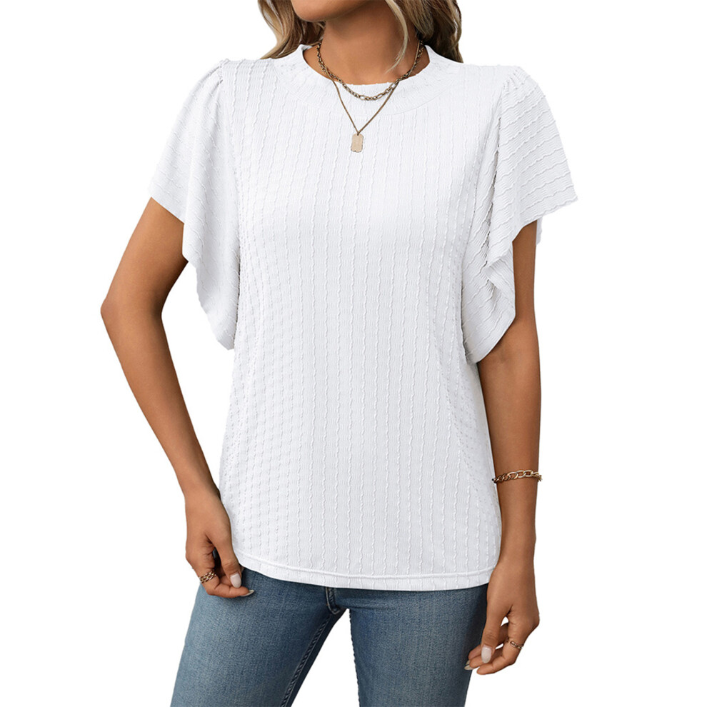 Women  Casual Top Business Work Blouses  Shirts Short-White XXL