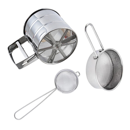 Pack of 3 Kitchen Baking Tool Handheld Flour Strainer