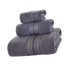 Pack Of 3 Soft Cotton Bath Towel Hand Towel And-Dark Grey