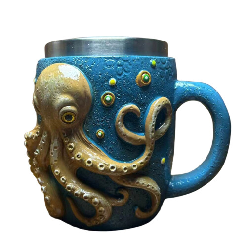 Unique Octopuses Decors Cup Crafted from Resin Materials-D