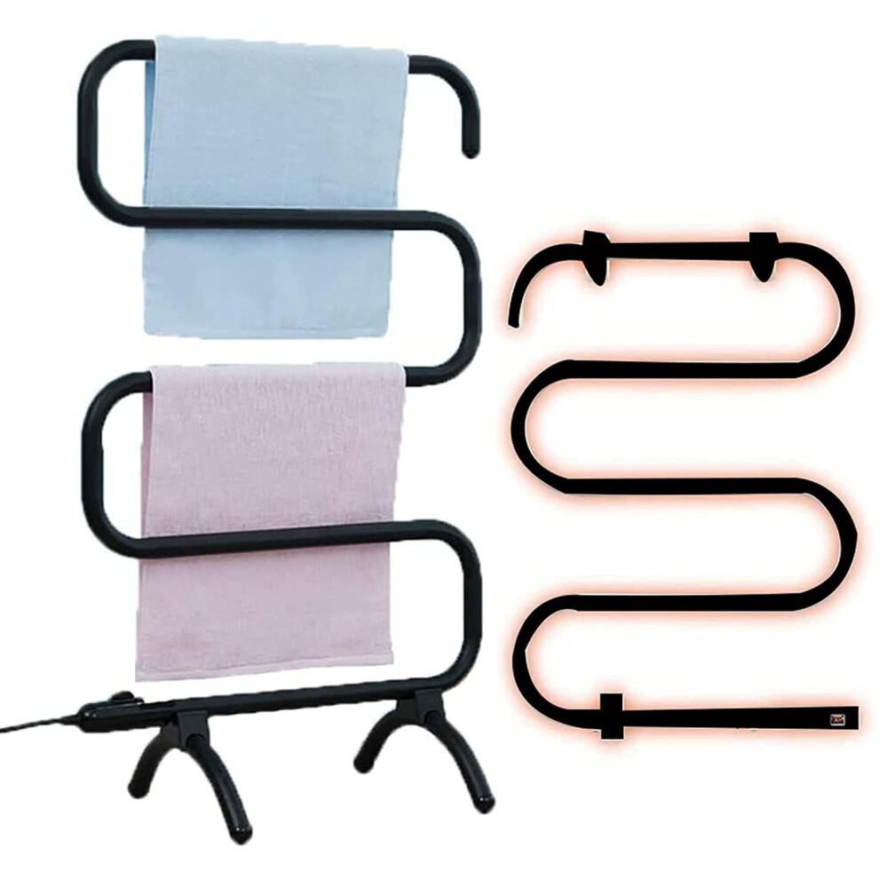 Electric Heated Towel Rack With Fast Heating And Constant Temperature, 2 In 1 Freestanding Or Wall Mounted Fivebar Towel Warmer For Bathroom 9351714569743