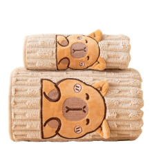 Bath Towels Set of 2 Super Soft Coral Fleece Large Absorbent Cartoon Capybara Towels for Kids and Adults