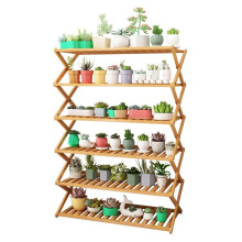 6 Tier Folding Wood Plant Stand Ladder Display Shelf, Wooden Flower Pot Rack for Indoor Outdoor Garden Patio