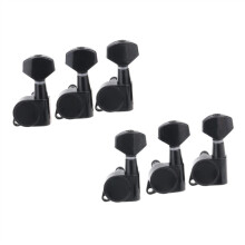 Left Handed 6 Inline Black Guitar Tuning Pegs Set for Electric Guitar, Sealed 19:1 Tuners for Precise Stable Performance