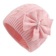 (Pink) Baby Girl Winter Hat Cute Bow Baby Beanie Warm Knitted Hats for Infant Toddler Girls