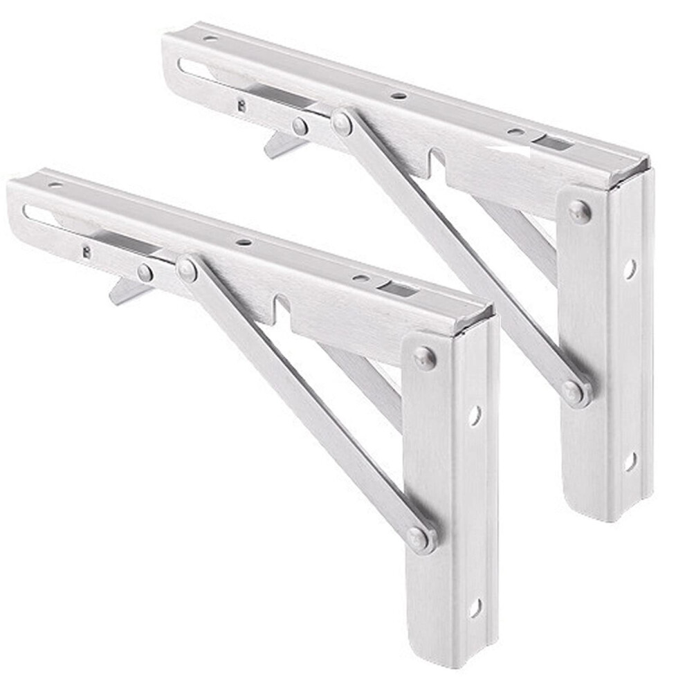 Heavy Duty Folding Shelf Brackets 14In 16In Stainless Steel Spacesaving Locking Hinges For Wall Mounted Table Or Workbench 9771547944621