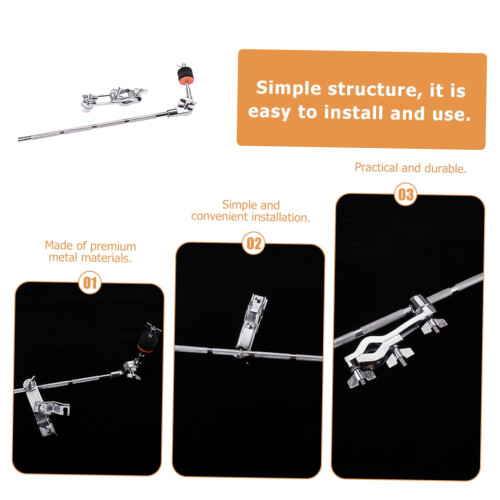 Adjustable Drum Cymbal Boom Arm Clamp Mount, Secure Locking Extension Holder for Drum Kit Setup 2