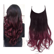 (16inch) Adjustable Headband Invisible Wire Hair Extensions Highlight Long Curly Synthetic Hairpiece For Women Color1BT118