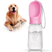 (Pink) Dog Water Bottle, Leak Proof Portable Puppy Water Dispenser, 550ml Antibacterial Water Feeder For Pets