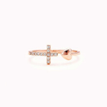 (Gold) To My Daughter Pray Through It Cross & Heart Ring - Sterling Silver 925 Adjustable Open Cross Love Rings, Never Give Up