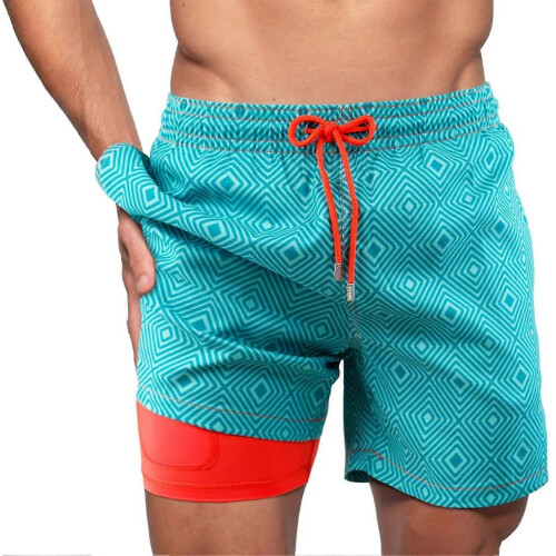 (3XL, 3) Double Layer Beach Pants The Hydrofoils Supply Elastic Drawstring Waist High Stretchy