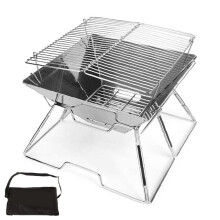 Portable Charcoal Grill Stainless Steel Folding Camping BBQ Grill with Carrying Bag for Outdoor Cooking