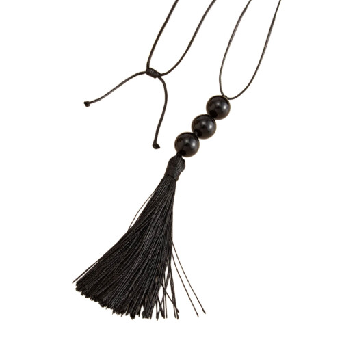 Collier rétro élégant à longues franges avec perles en résine-UN